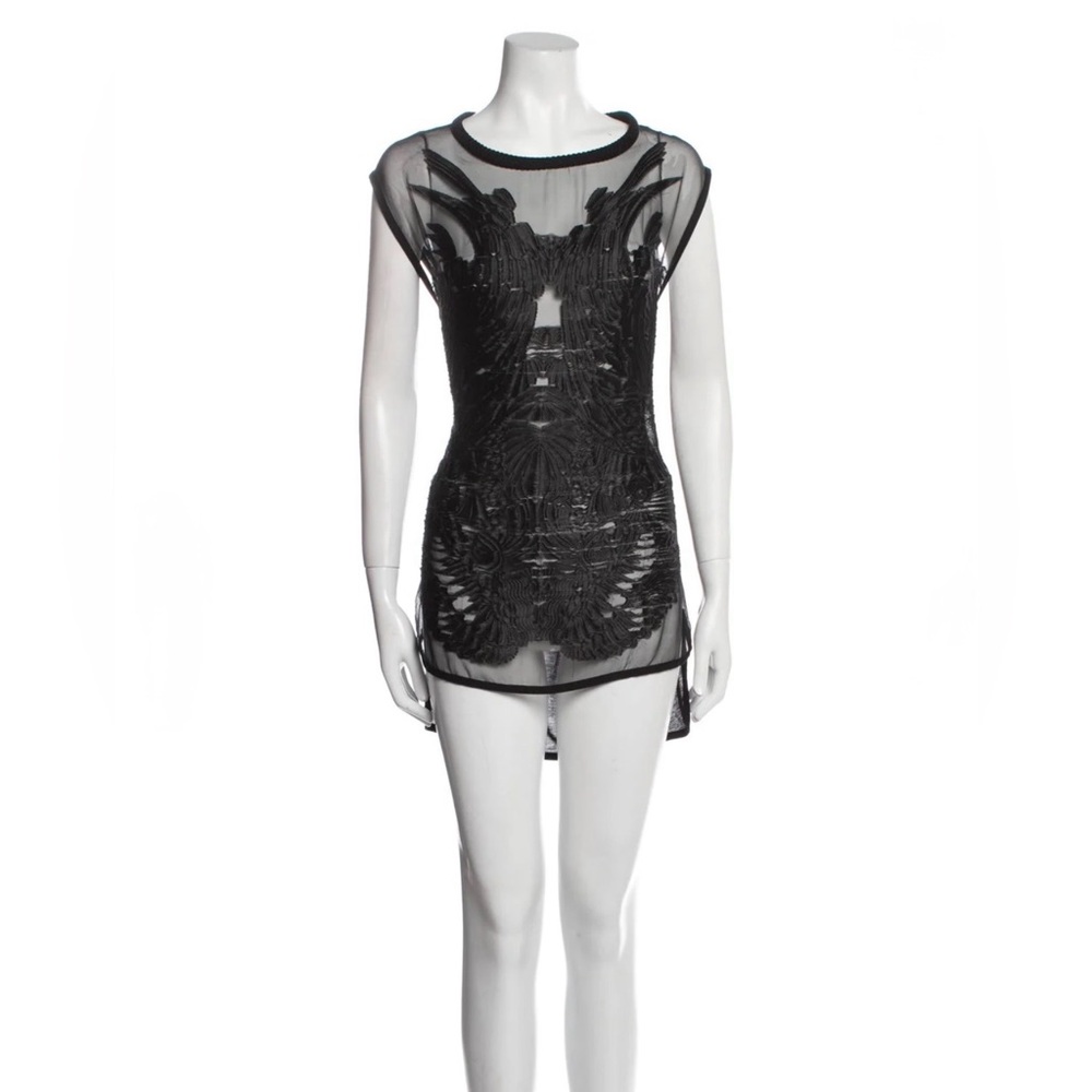 IRO Black Embellished Sheer Mesh Top